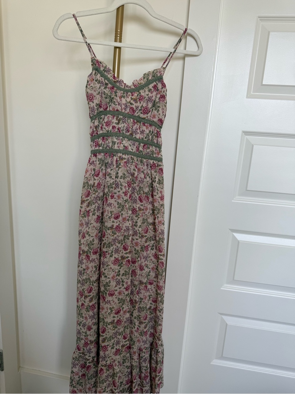 Floral Pink & Green Maxi Dress
